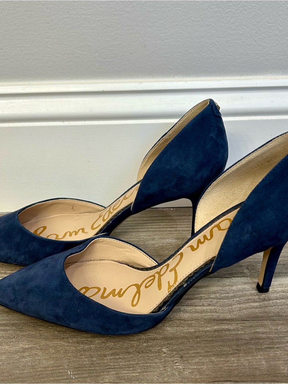 Sam Edelman Navy Suede Pointed Toe D’Orsay Heels Size 7 - Picture 7 of 11